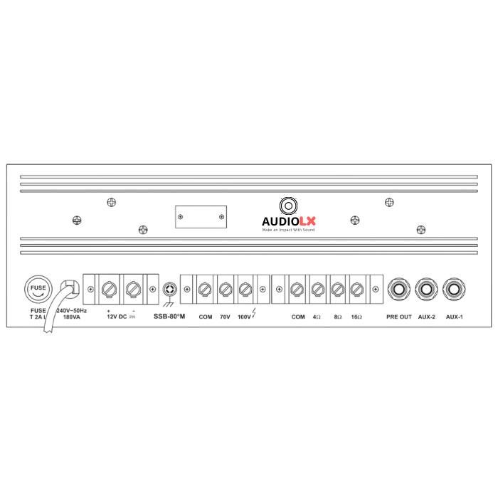 SSB-80M - Ahuja 80 Watts Medium Wattage PA Mixer Amplifier - Audiolx